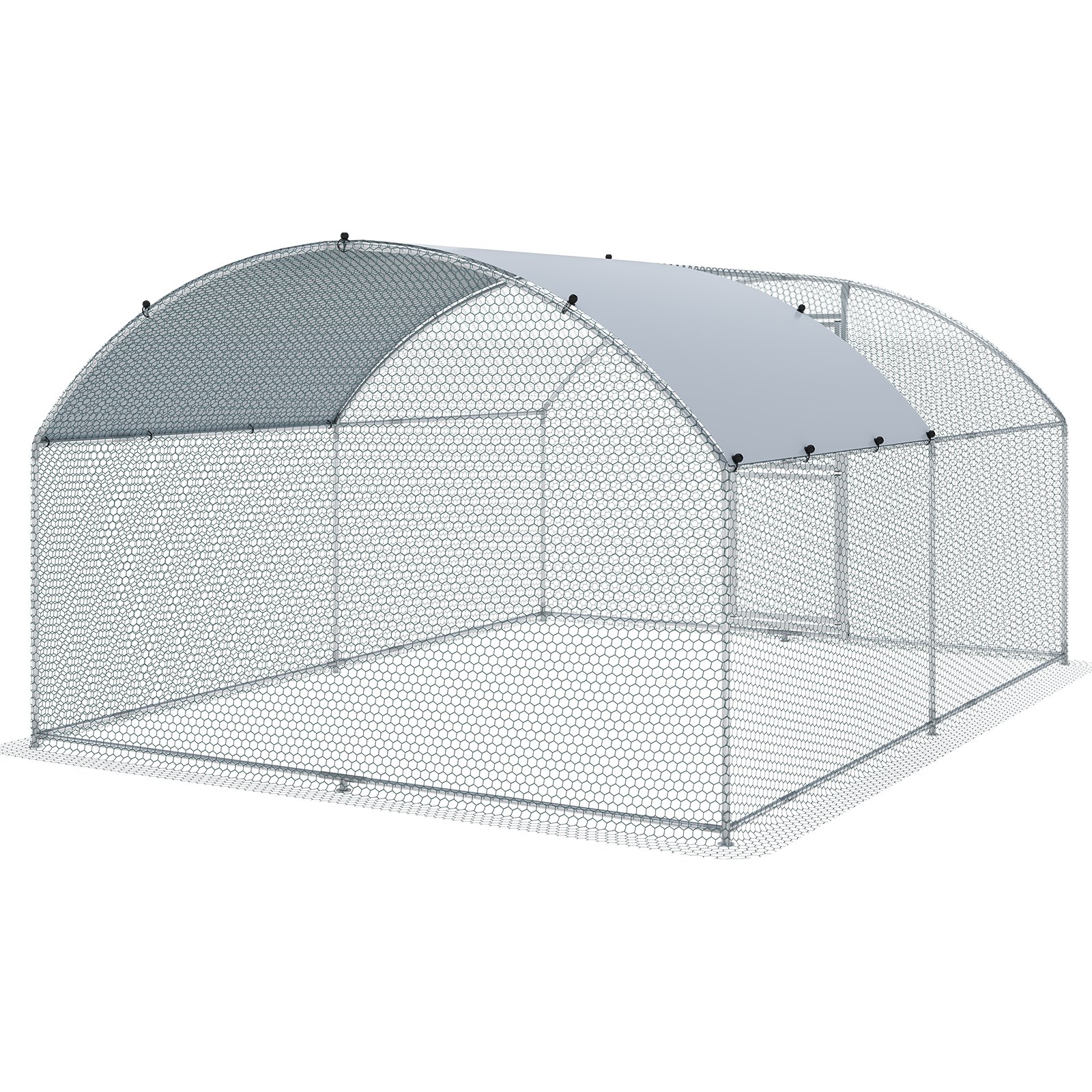 VEVOR Large Metal Chicken Coop with Run, Walkin Chicken Coop for Yard with Waterproof Cover, 13.1 x 9.8 x 6.6 ft, Dome Roof Large Poultry Cage for Hen House, Duck Coop and Rabbit Run, Silver