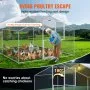 VEVOR Metal Chicken Coop, 13.1 x 9.8 x 6.6 ft Large Chicken Run, Peaked Roof Outdoor Walk-in Poultry Pen Cage for Farm or Backyard, with Water-proof Cover and Protection Mesh, for Hen, Duck, Rabbit