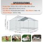 VEVOR Metal Chicken Coop, 13.1 x 9.8 x 6.6 ft Large Chicken Run, Peaked Roof Outdoor Walk-in Poultry Pen Cage for Farm or Backyard, with Water-proof Cover and Protection Mesh, for Hen, Duck, Rabbit