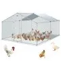 VEVOR Metal Chicken Coop, 13.1 x 9.8 x 6.6 ft Large Chicken Run, Peaked Roof Outdoor Walk-in Poultry Pen Cage for Farm or Backyard, with Water-proof Cover and Protection Mesh, for Hen, Duck, Rabbit