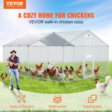 VEVOR Metal Chicken Coop, 13,1 x 9,8 x 6,6 fot stor kyllingbakke, topptak utendørs walk-in fjærfebås for gård eller bakgård, med vanntett deksel og beskyttelsesnett, for høne, and, kanin