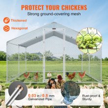 VEVOR Metal Chicken Coop, 13.1 x 9.8 x 6.6 ft Large Chicken Run, Peaked Roof Outdoor Walk-in Poultry Pen Cage for Farm or Backyard, with Water-proof Cover and Protection Mesh, for Hen, Duck, Rabbit