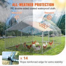 VEVOR Metal Chicken Coop, 13.1 x 9.8 x 6.6 ft Large Chicken Run, Peaked Roof Outdoor Walk-in Poultry Pen Cage for Farm or Backyard, with Water-proof Cover and Protection Mesh, for Hen, Duck, Rabbit