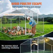 VEVOR Metal Chicken Coop, 13.1 x 9.8 x 6.6 ft Large Chicken Run, Peaked Roof Outdoor Walk-in Poultry Pen Cage for Farm or Backyard, with Water-proof Cover and Protection Mesh, for Hen, Duck, Rabbit