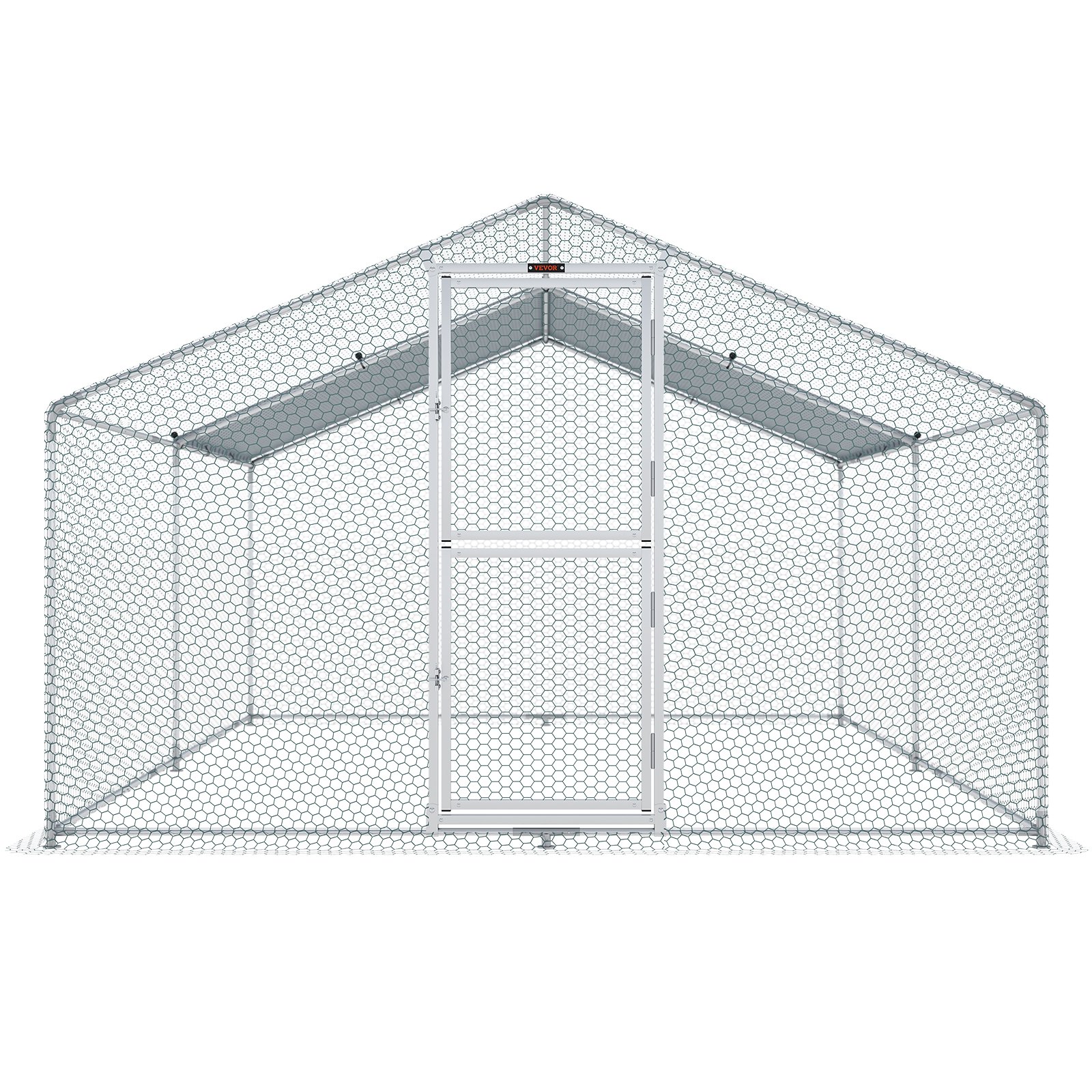 VEVOR Metal Chicken Coop, 13.1 x 9.8 x 6.6 ft Large Chicken Run, Peaked Roof Outdoor Walk-in Poultry Pen Cage for Farm or Backyard, with Water-proof Cover and Protection Mesh, for Hen, Duck, Rabbit