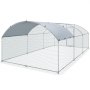 VEVOR large metal chicken coop with a curved roof and wire mesh fencing for outdoor poultry shelter.