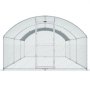 VEVOR large metal chicken coop with arched roof and wire mesh sides, sturdy entry door in the center.