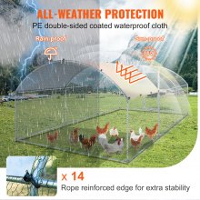 VEVOR Metal Chicken Coop, 19.7 x 9.8 x 6.6 ft Large Chicken Run, Dome Roof Outdoor Walk-in Poultry Pen Cage for Farm or Backyard, with Water-proof Cover and Protection Mesh, for Hen, Duck, Rabbit