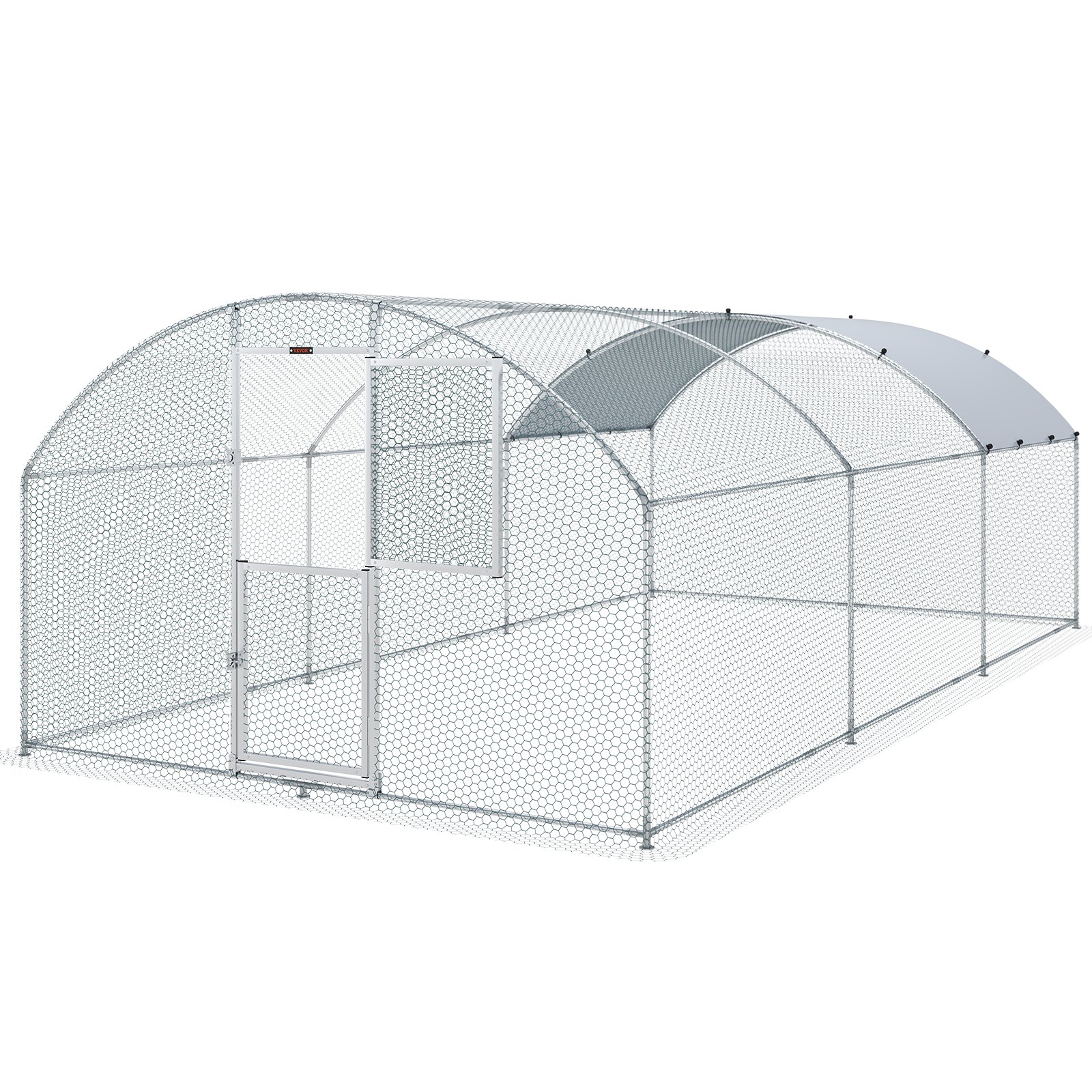 VEVOR large metal chicken coop with galvanized steel frame and protective wire mesh