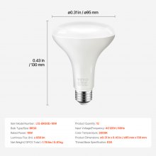 Paquete de 12 bombillas LED BR30 para interior, 850 lúmenes, 3000 K, regulables