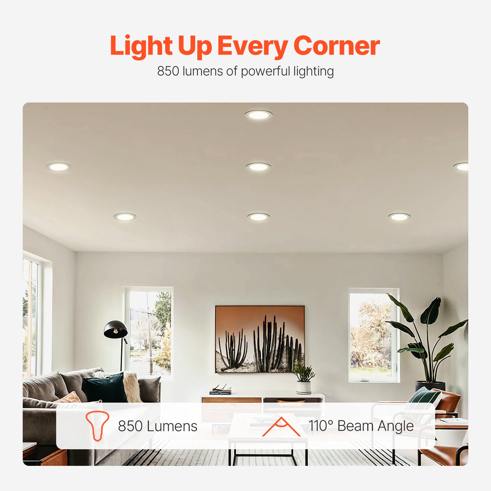 VEVOR BR30 Flood Light Bulb, 12 Pack LED Indoor Flood Lights, 850 Lumens LED Flood Light Bulbs, E26 Standard Base, 3000K Warm Light, 15,000 Hour Lifetime, Stepless Dimmable Recessed Can Light Bulbs