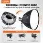 Parabolický softbox VEVOR, 850 mm, rychlé uvolnění a rychlé složení, lehký a přenosný, univerzální držák Bowens, 4 světelné efekty, vhodný pro profesionální fotografování, každodenní natáčení