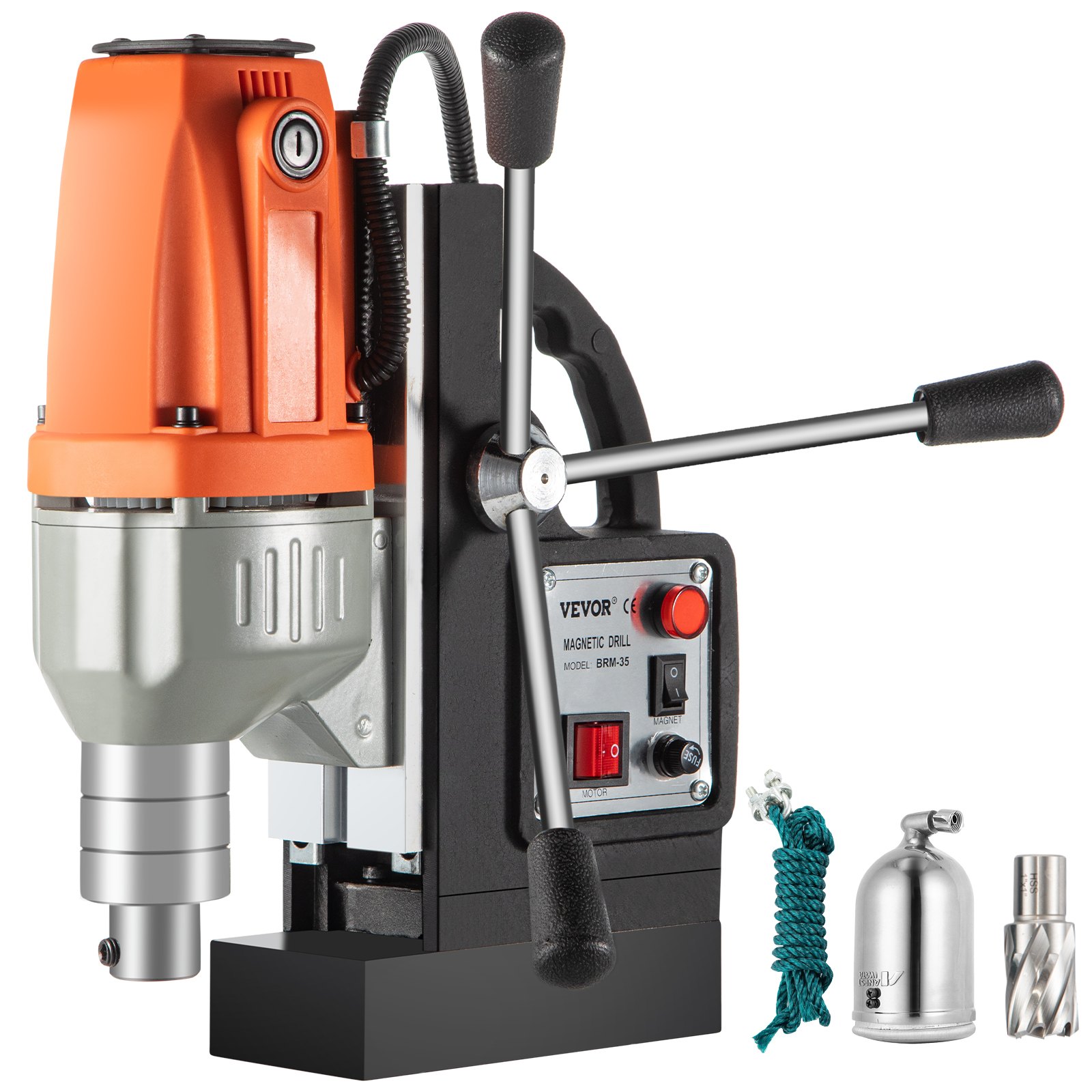 Perceuse Magnétique 980W Carotteuse Magnétique 35mm Force Magnétique Maximale 10000N Perceuse Electromagnétique Profondeur 50mm Système De Forage