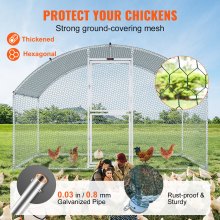 VEVOR Large Metal Chicken Coop with Run, Walkin Chicken Coop for Yard with Waterproof Cover, 6.6 x 9.8 x 6.6 ft, Dome Roof Large Poultry Cage for Hen House, Duck Coop and Rabbit Run, Silver