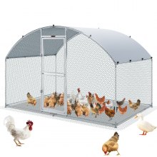 VEVOR Large Metal Chicken Coop with Run, Walkin Chicken Coop for Yard with Waterproof Cover, 6.6 x 9.8 x 6.6 ft, Dome Roof Large Poultry Cage for Hen House, Duck Coop and Rabbit Run, Silver