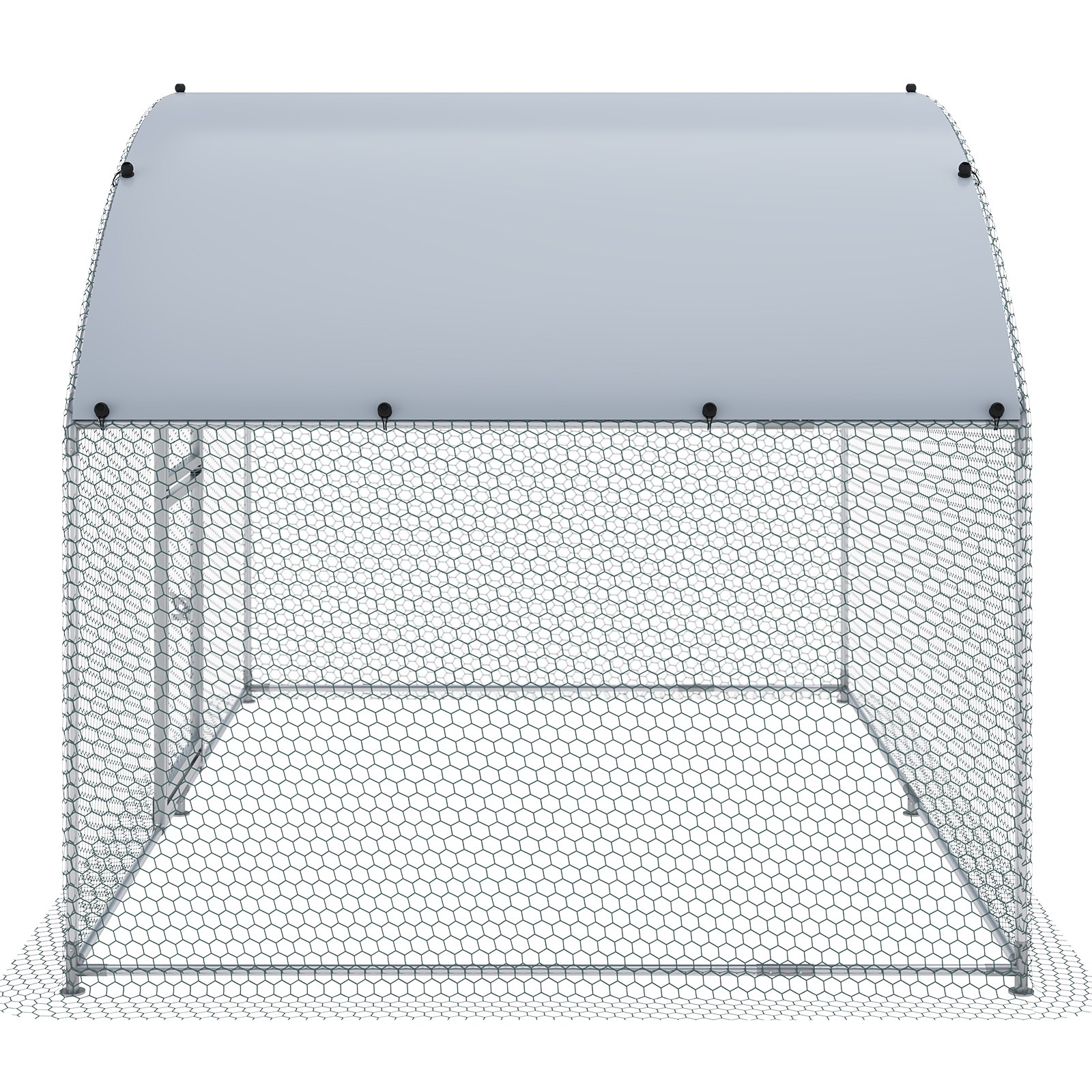 VEVOR Large Metal Chicken Coop with Run, Walkin Chicken Coop for Yard with Waterproof Cover, 6.6 x 9.8 x 6.6 ft, Dome Roof Large Poultry Cage for Hen House, Duck Coop and Rabbit Run, Silver