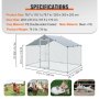 VEVOR Large Metal Chicken Coop with Run, Walkin Chicken Coop for Yard with Waterproof Cover, 6.6 x 9.8 x 6.6 ft, Peaked Roof Large Poultry Cage for Hen House, Duck Coop and Rabbit Run, Silver