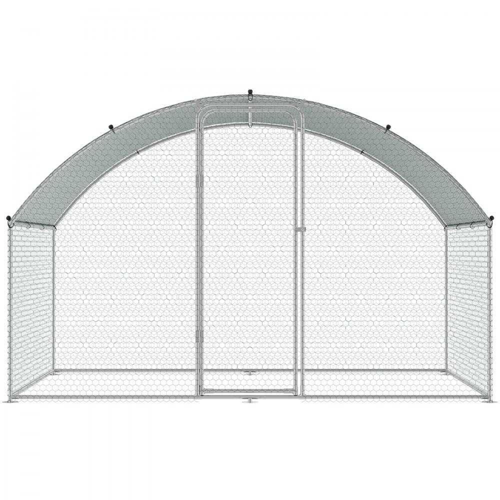 VEVOR chicken coop with arched roof and metal frame covered in wire mesh for outdoor use.