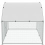 metal mesh VEVOR chicken coop with a curved white canopy, offering protection and secure enclosure.