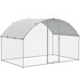large outdoor VEVOR chicken coop with arched green metal frame and protective white cover.