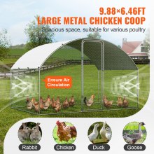 VEVOR Chicken Coop, 9.8x6.5x6.5ft Walk-in Large Metal Chicken Run for Yard with Waterproof Cover, Doom Roof Hen House with Security Lock for Outdoor and Backyard, Farm, Duck Rabbit Cage Poultry Pen
