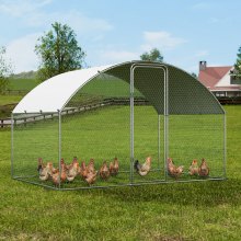 VEVOR Chicken Coop, 9.8x6.5x6.5ft Walk-in Large Metal Chicken Run for Yard with Waterproof Cover, Doom Roof Hen House with Security Lock for Outdoor and Backyard, Farm, Duck Rabbit Cage Poultry Pen