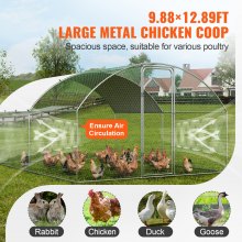VEVOR Metal Chicken Coop Walk-in Chicken Run with Waterproof Cover 9.8x13x6.5ft