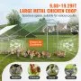 VEVOR Large Metal Chicken Coop, 9.8x19.3x6.5 ft Walk-in Chicken Runs for Yard with Cover, Spire Roof Hen House with Security Lock for Outdoor and Backyard, Farm, Duck Rabbit Cage Poultry Pen