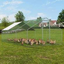 VEVOR Large Metal Chicken Coop, 3x5.88x1.99 m Walk-in Chicken Runs for Yard with Cover, Spire Roof Hen House with Security Lock for Outdoor and Backyard, Farm, Duck Rabbit Cage Poultry Pen