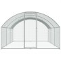 metal wireframe VEVOR chicken coop featuring a curved roof and single front door.