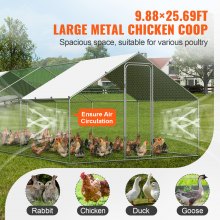 VEVOR Large Metal Chicken Coop with Run, 3x7.83x1.99 m Walk-in Chicken Runs for Yard with Cover, Spire Roof Hen House with Security Lock for Outdoor and Backyard, Farm, Duck Rabbit Cage Poultry Pen