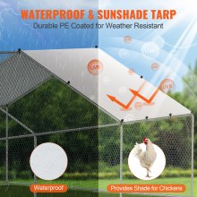VEVOR Large Metal Chicken Coop with Run, 3 x 7.83 x 1.99 m Walk-in Chicken Runs for Yard with Cover, Spire Roof Hen House with Security Lock for Outdoor and Backyard, Farm, Duck Rabbit Cage Poultry Pen