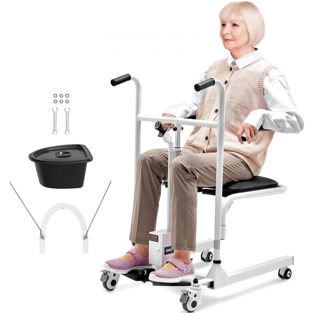 Silla elevadora eléctrica para pacientes VEVOR Silla de ruedas para traslado de pacientes y asiento dividido a 180°