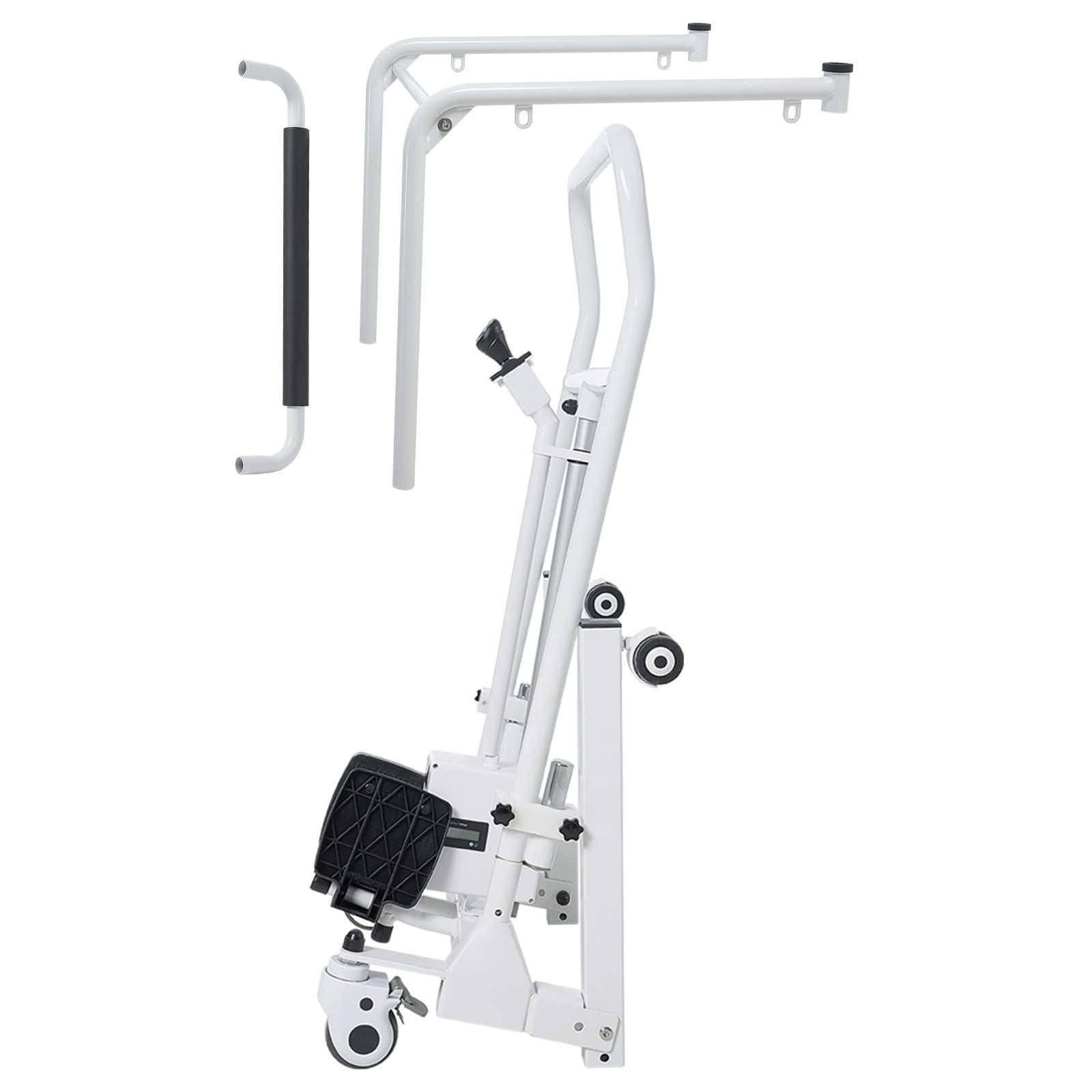 VEVOR Electric Patient Lift Transfer Chair, Quick-Folding Patient Lift Wheelchair with Adjustable Height, Bedside Commode Toilet Chair with Wheels & 2 Seat Cushion for Senior Disabled, 220LBS Capacity