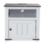 VEVOR Farmhouse End Table, Square Night Stand with USB Ports and Outlets, 3 Tiers End Table Side Table with Storage Cabinet, Ideal for Living Room, Bedroom, Office, White