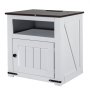 VEVOR Farmhouse End Table, Square Night Stand with USB Ports and Outlets, 3 Tiers End Table Side Table with Storage Cabinet, Ideal for Living Room, Bedroom, Office, White