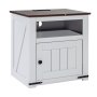 VEVOR Farmhouse End Table, Square Night Stand with USB Ports and Outlets, 3 Tiers End Table Side Table with Storage Cabinet, Ideal for Living Room, Bedroom, Office, White