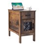 Farmhouse End Table Night Stand with USB Ports & Outlets 3 Tiers Storage