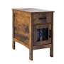 VEVOR Farmhouse End Table, Nightstand with Charging Station, 3 Tiers End Table with Storage Cabinet and 1 Drawer, Side Table with USB Ports and Outlets, Ideal for Living Room, Bedroom, Burlywood