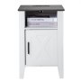 VEVOR Farmhouse End Table, Set of 2, Square Night Stand with USB Ports and Outlets, 3 Tiers End Table Side Table with Storage Cabinet and LED Lights, Ideal for Living Room, Bedroom, Office, White