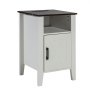 VEVOR Farmhouse End Table, Set of 2, Square Night Stand with USB Ports and Outlets, 3 Tiers End Table Side Table with Storage Cabinet and LED Lights, Ideal for Living Room, Bedroom, Office, White