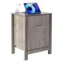VEVOR - Juego de 2 mesas auxiliares estilo granja, mesita de noche con estación de carga, mesa auxiliar de 3 niveles con armario de almacenamiento y 2 cajones, mesa auxiliar con puertos USB y enchufes, ideal para sala de estar y dormitorio, color gris