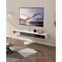 VEVOR Floating TV Stand, 55 in Wall Mount Entertainment Center with Cable Hole, Modern Floating TV Shelf with Storage Cabinet, Particle Board Console for DVD Player, Cable Box, Game Console, White