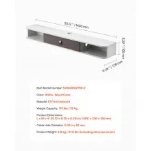 VEVOR Floating TV Stand, 55 in Wall Mount Entertainment Center with Cable Hole, Modern Floating TV Shelf with Storage Cabinet, Particle Board Console for DVD Player, Cable Box, Game Console, White