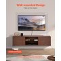 VEVOR Floating TV Stand, 60" Wall Mount Entertainment Center with Adjustable Shelf & Sliding Doors, 2 Tiers Floating TV Shelf with Storage Cabinet for DVD Player, Cable Box, Game Console, Walnut