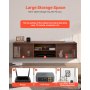 VEVOR Floating TV Stand, 60" Wall Mount Entertainment Center with Adjustable Shelf & Sliding Doors, 2 Tiers Floating TV Shelf with Storage Cabinet for DVD Player, Cable Box, Game Console, Walnut
