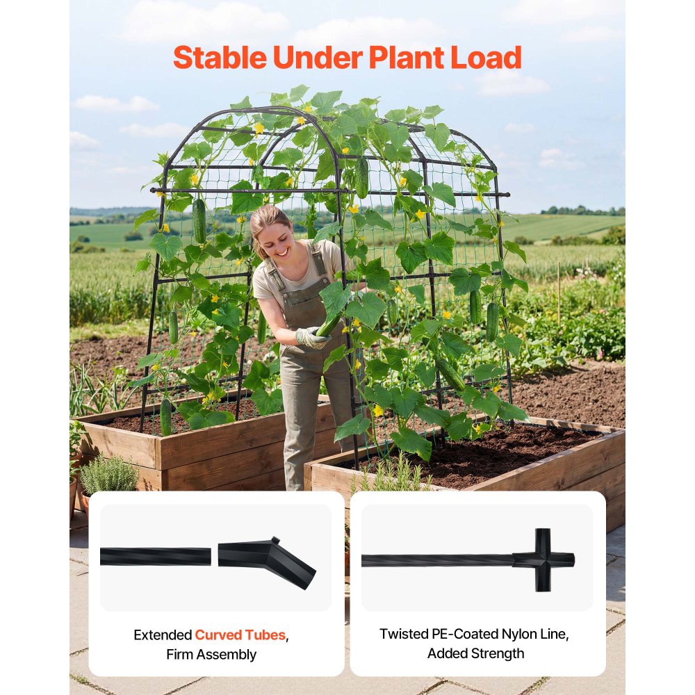 VEVOR Cucumber Trellis, U-Shape Garden Trellises for Raised Bed, Metal Arch Plant Support for Vine, Climbing Plants Outdoor, Peas, Beans, Zucchini, Tomato, Squash, Flower (1800 x 1120 x 2108 mm)