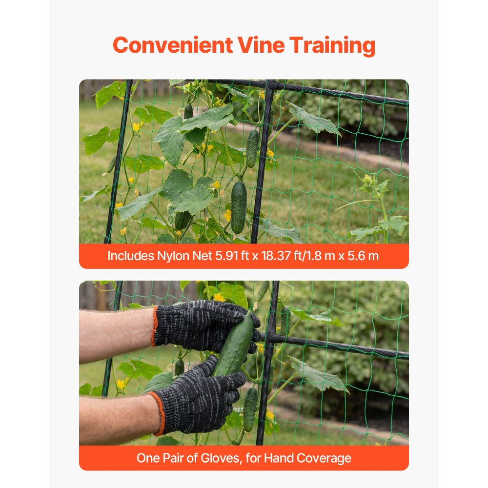 VEVOR Cucumber Trellis, U-Shape Garden Trellises for Raised Bed, Metal Arch Plant Support for Vine, Climbing Plants Outdoor, Peas, Beans, Zucchini, Tomato, Squash, Flower (1800 x 1120 x 2108 mm)