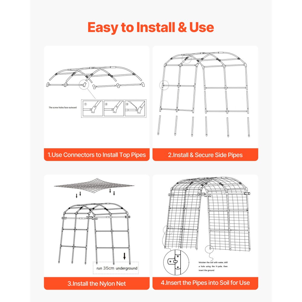VEVOR Cucumber Trellis, U-Shape Garden Trellises for Raised Bed, Metal Arch Plant Support for Vine, Climbing Plants Outdoor, Peas, Beans, Zucchini, Tomato, Squash, Flower (1800 x 1120 x 2108 mm)