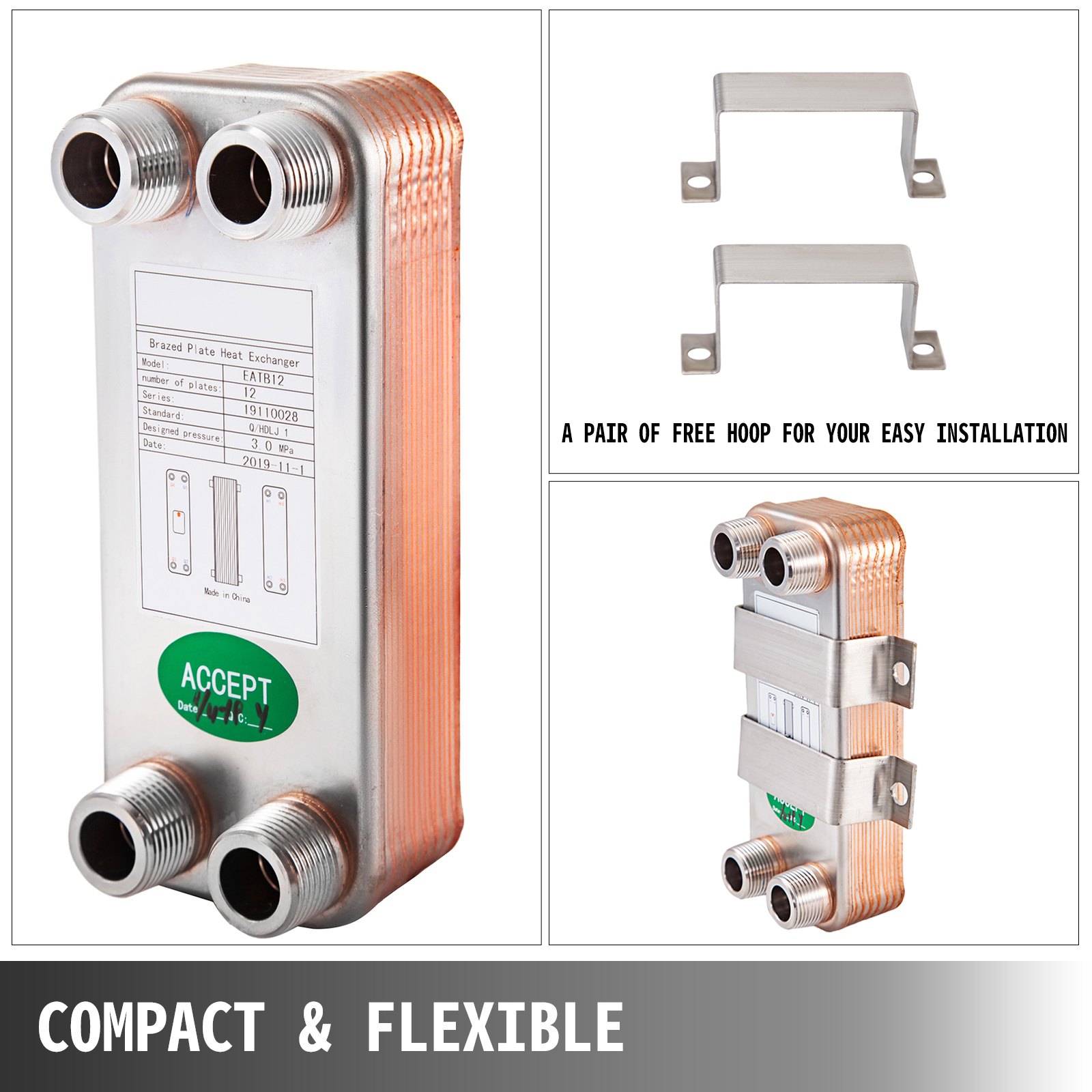 Heat Exchanger Brazed Plate Heat Exchanger 12 Plate Heat Exchanger for Heating